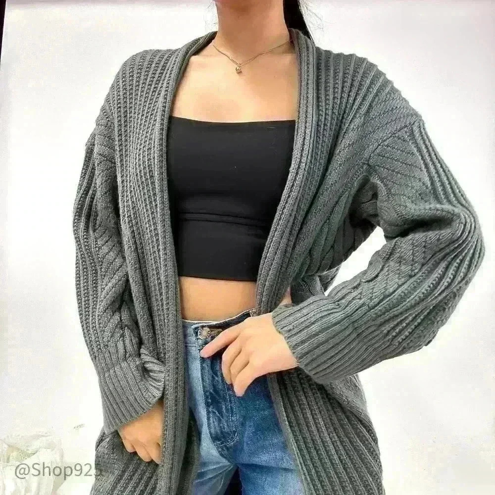 Women's Knit Grey Pattern Sweater  cardigan